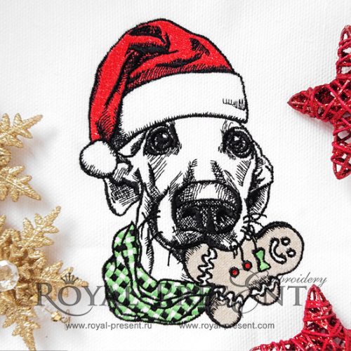 Machine Embroidery Design Christmas Dog