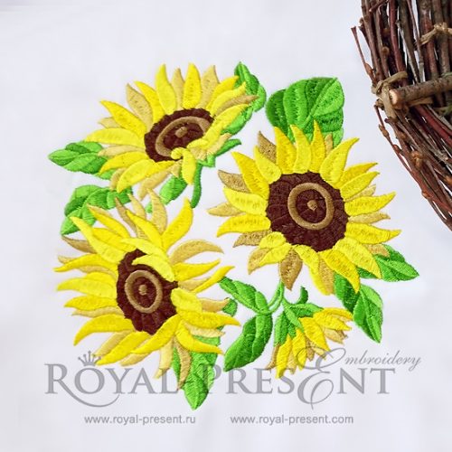 Machine Embroidery Design Sunflowers bouquet - 3 sizes