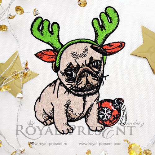 Lovely New Year's Puppy Machine Embroidery Design