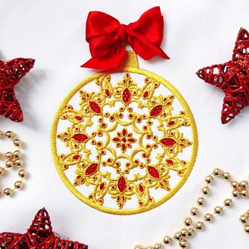 Machine Embroidery Design Christmas ball with rubies