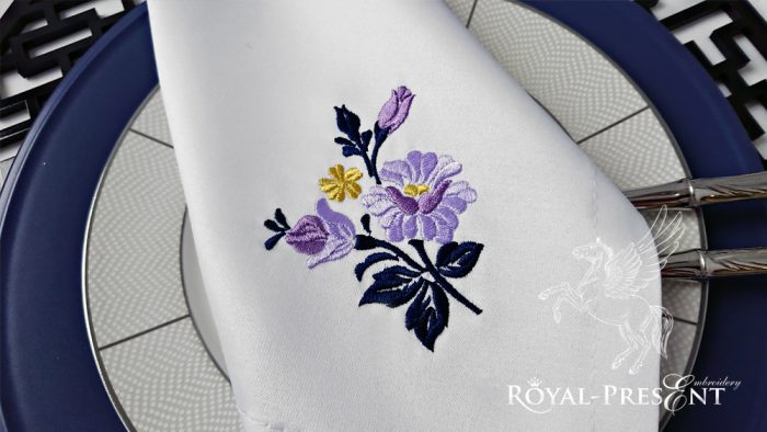 Free Machine Embroidery Design Purple Roses