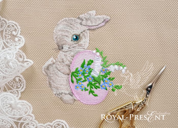 Easter Bunny Embroidery Design Cute Vintage Hare Embroidery Design for Spring Easter Cottontail Rabbit Quick Stitch 8X8 Embroidery Design