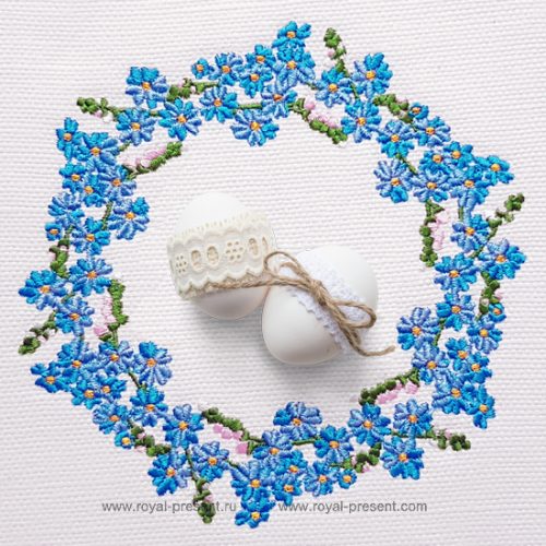 Forget-me-nots Wreath Machine Embroidery Design - 3 sizes
