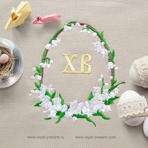 Easter floral wreath Embroidery Design