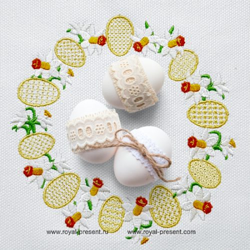Daffodils Wreath Machine Embroidery Design