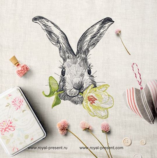 Spring Rabbit Embroidery Design