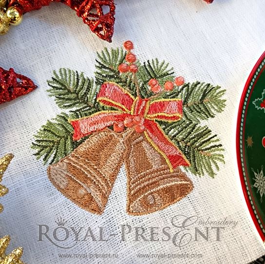 Machine Embroidery Design Vintage Christmas bells