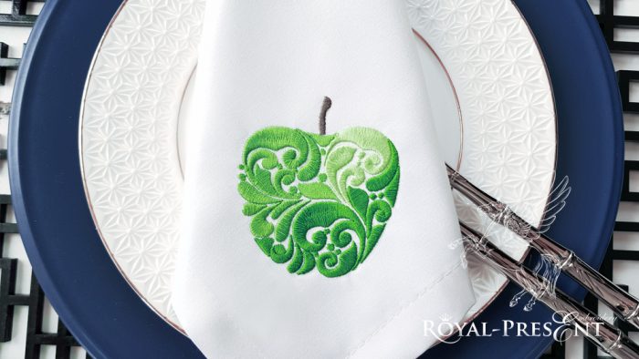Ornate Apple machine embroidery design - 2 sizes