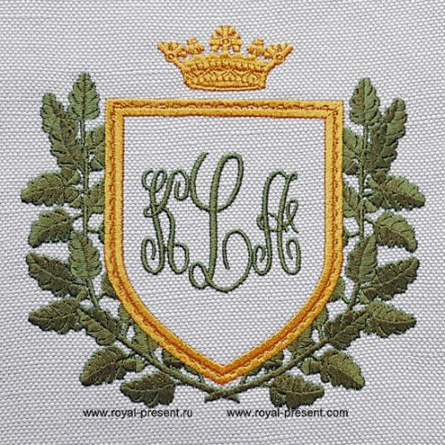 Heraldic Monogram Frame Embroidery Design