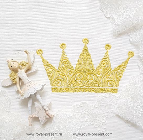 Ornate Crown Machine Embroidery Design