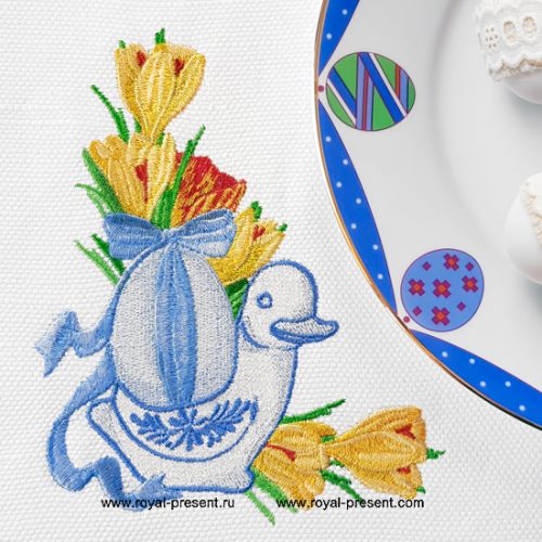 Blue Easter Duck Machine Embroidery Design