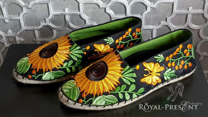 Sunflowers Espadrilles Machine Embroidery Pattern - 4 sizes