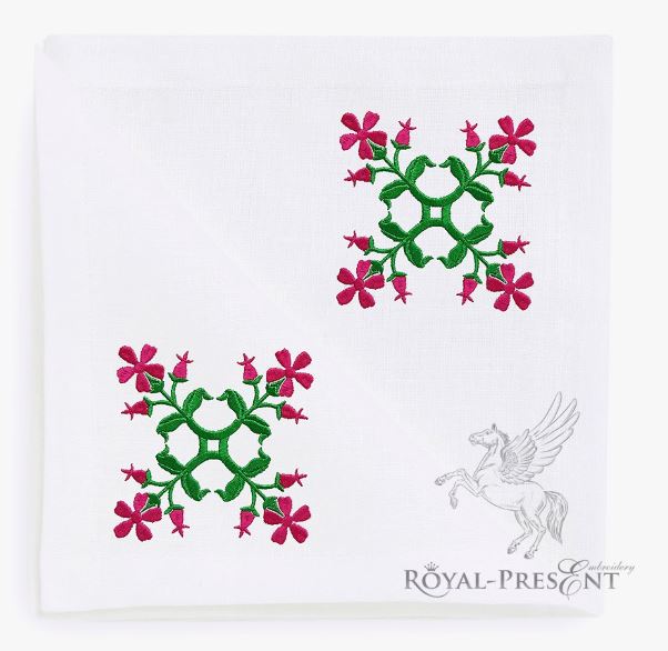 Floral Quilt Block Embroidery Pattern
