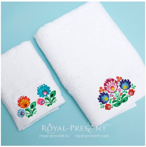 Three traditional Polish floral machine embroidery designs
