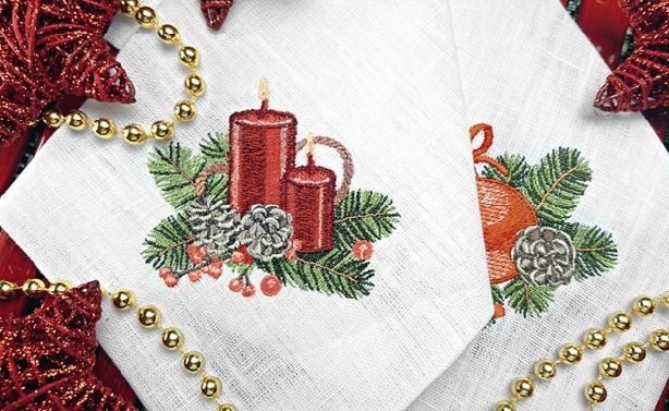 Machine Embroidery Design Vintage Christmas candles - 3 sizes