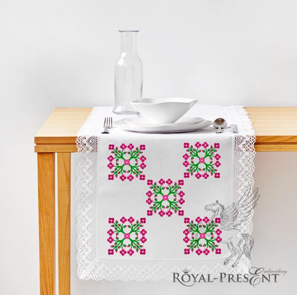 Flowers Quilt Block Embroidery Pattern