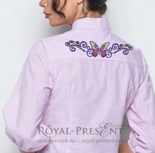 Butterfly border Tattoo-style Machine Embroidery Design