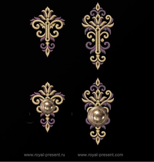 Two Baroque buttonholes Machine Embroidery Designs