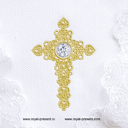 Machine embroidery design Jewelry Cross with Crystal