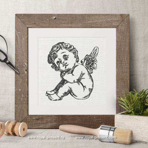 Machine Embroidery Design Cupid little baby