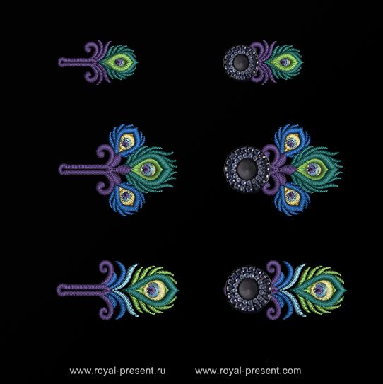 Feather buttonholes Machine Embroidery Designs
