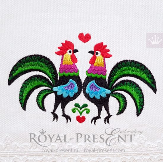 Polish Roosters Machine Embroidery Design