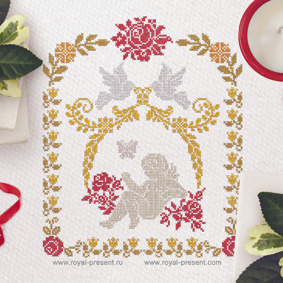 Cross-stitch Machine Embroidery Design Cupid
