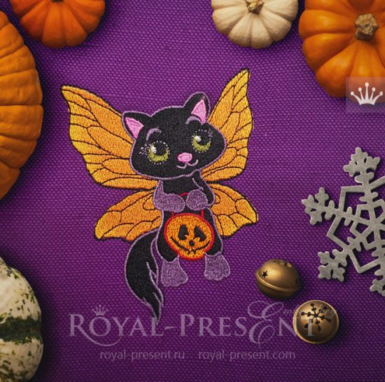 Cat Halloween Machine Embroidery Design