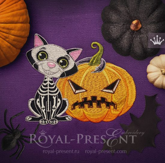 Machine Embroidery Design Halloween Black Cat