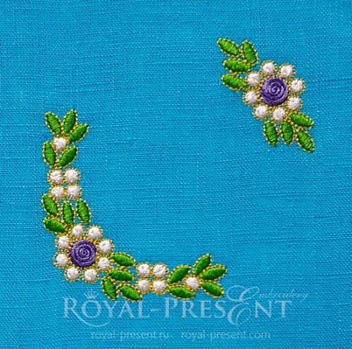 Tiny Floral corners Machine Embroidery Designs