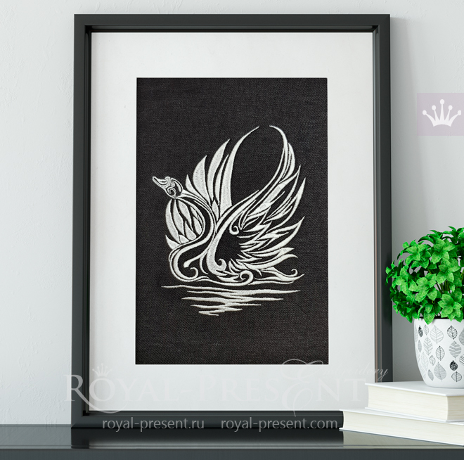 White Swan Machine Embroidery Design