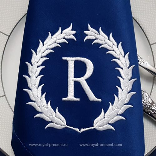 Machine Embroidery Design Circular laurel monogram blank