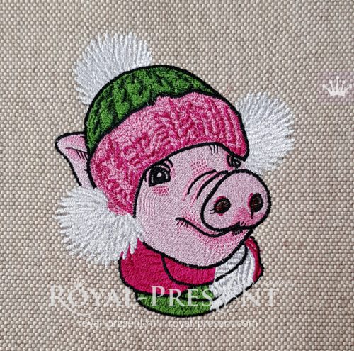 Christmas Pig Machine Embroidery Design