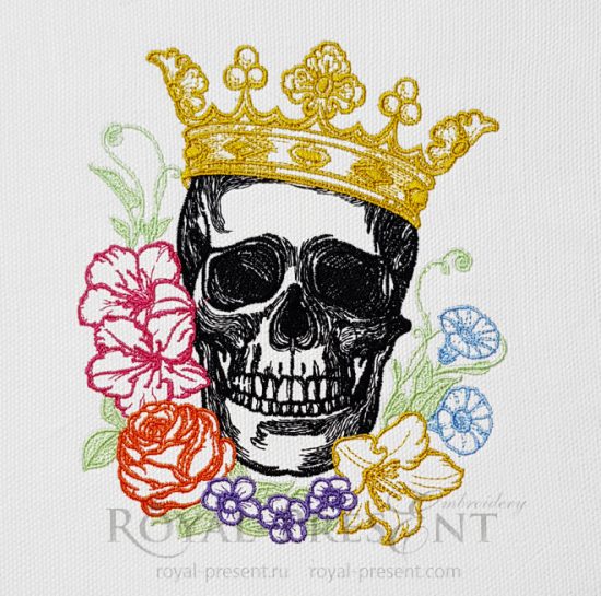Tattoo vintage Skull Machine Embroidery Design