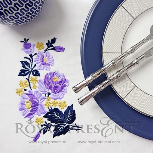 Machine Embroidery Design Purple Roses