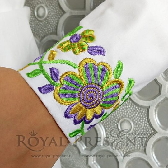 Machine Embroidery Design Floral Folklore border