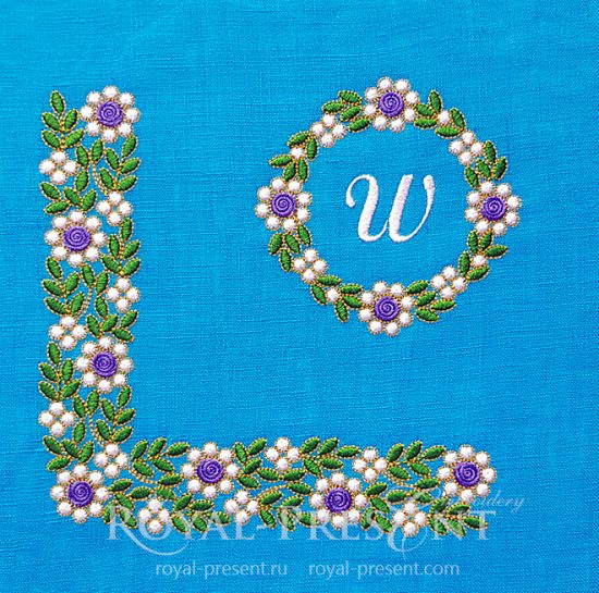 Floral Emerald Machine Embroidery Designs Set