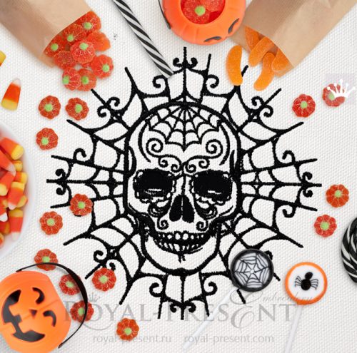 Halloween Skull in Web Machine Embroidery Design
