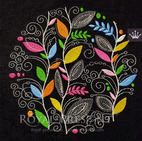 Circle Autumn Leaves Machine Embroidery Design