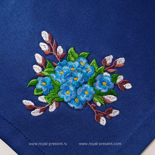 Forget-me-nots Bouquet Machine Embroidery Design
