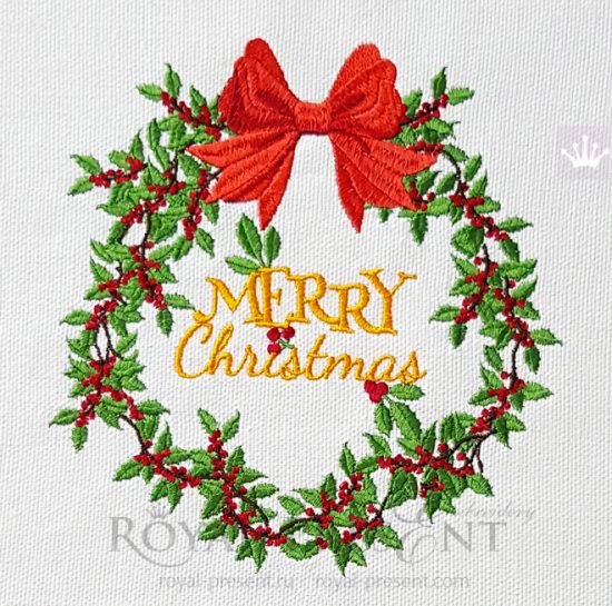 Christmas mistletoe Wreath Machine embroidery design
