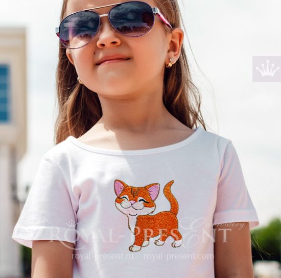 Machine Embroidery Design Cute Kitten walking proud