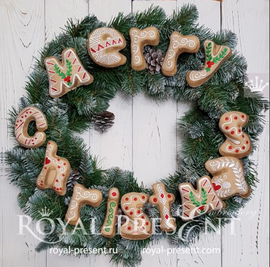 Merry Christmas Gingerbread Inscription ITH Machine Embroidery Designs