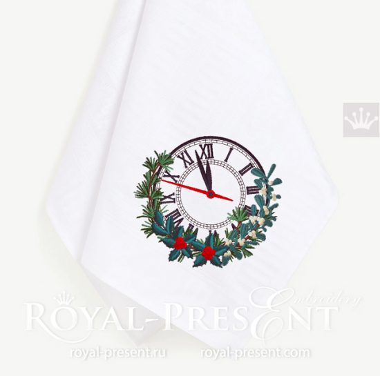 Christmas clock Machine Embroidery Design - 4 sizes