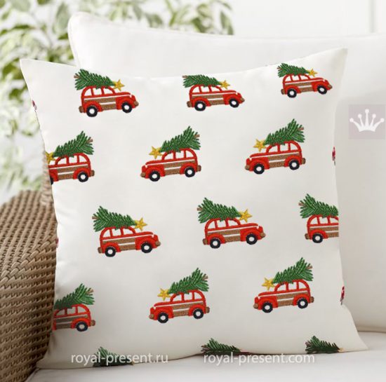 Tiny Red Christmas Truck machine embroidery design