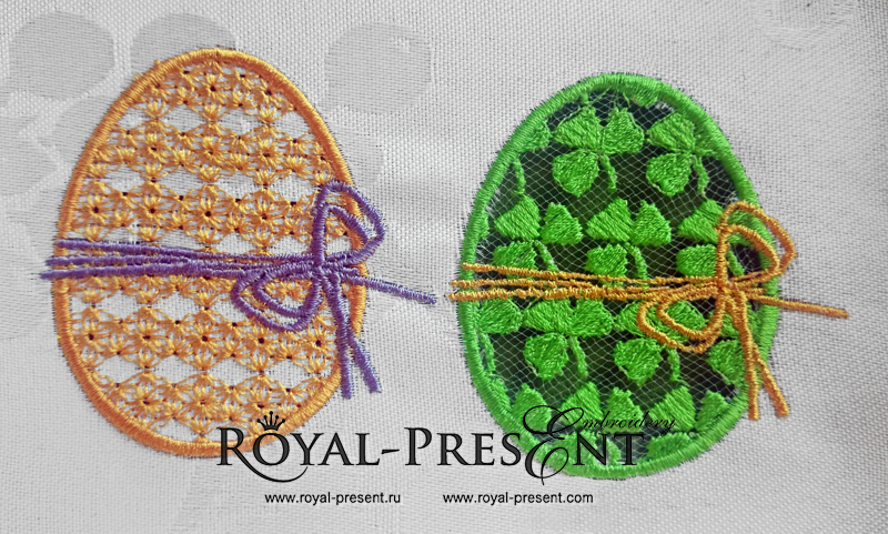 Easter eggs Cutwork Machine Embroidery Designs on tulle