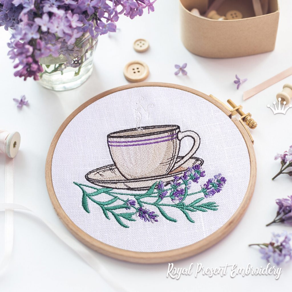 Lavender Tea Machine Embroidery Design - 3 sizes