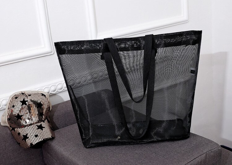 Machine embroidery of mesh shopping bags