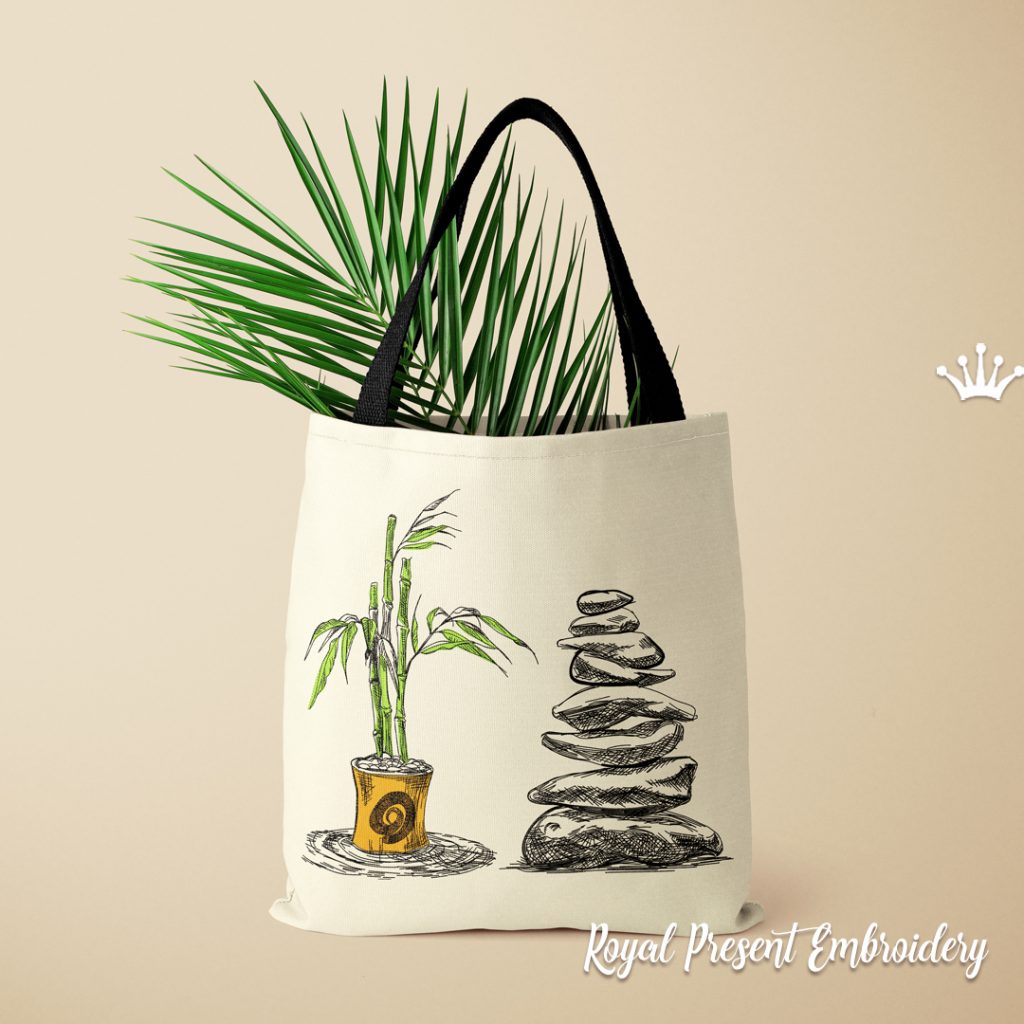 Bamboo and Zen Stones Machine Embroidery Designs - 8 sizes