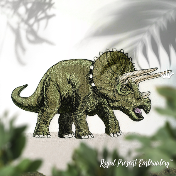 Triceratops dinosaur Machine Embroidery Design - 5 sizes